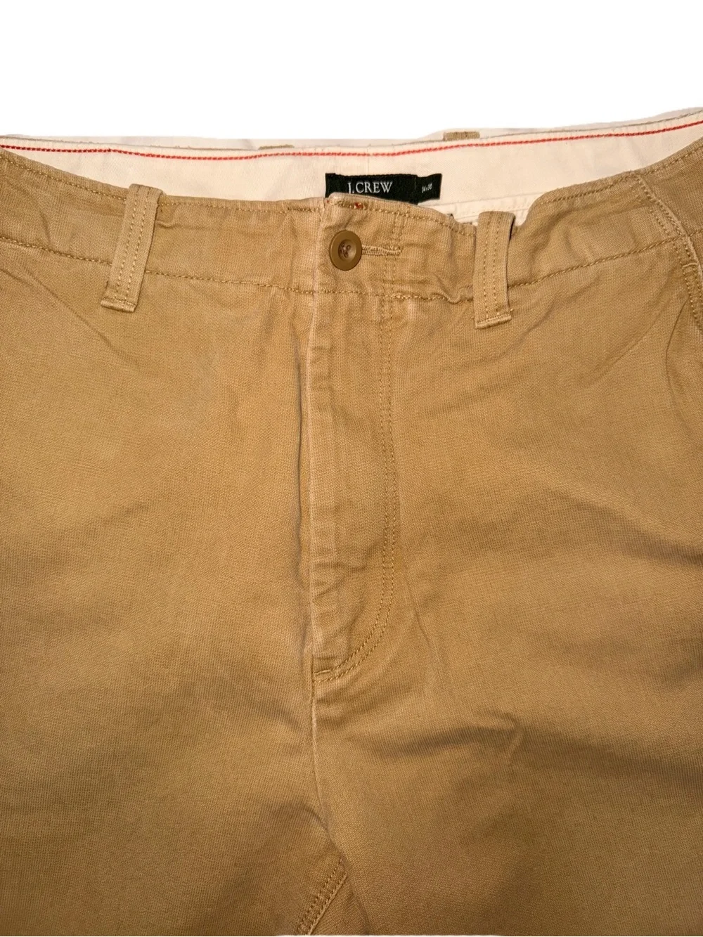 Vintage J. Crew Chino Pants 34X30 Beige Tan Cotton Flat Front Classic Fit Zipper
